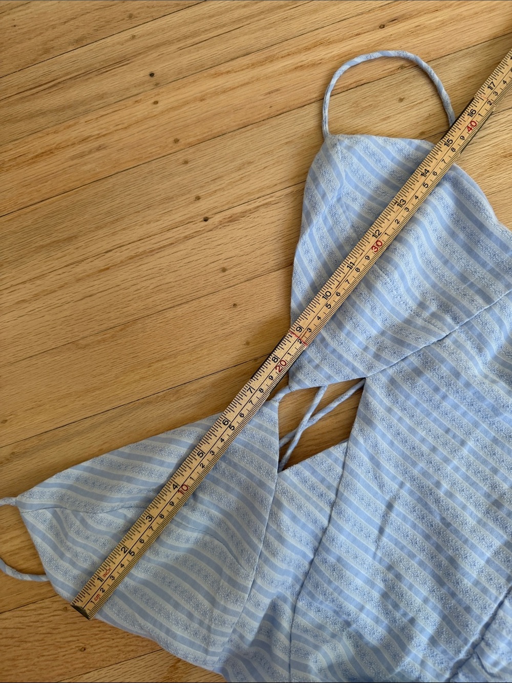 Sabo Skirt Kassi Stripe Maxi Sundress Dress Size 4 Light Blue Tie Back Coastal - Picture 11 of 13